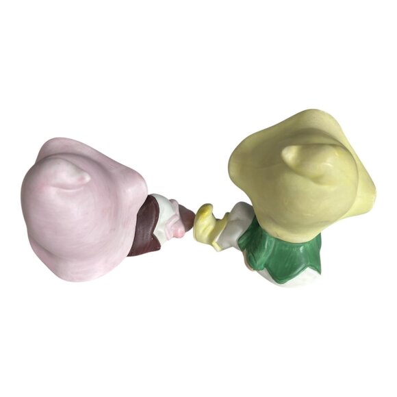 Vintage 1980s HOMCO 5213 Pixie Elf Figurines Set of 2 Made in Taiwan Mushroom Ha - Picture 2 of 5